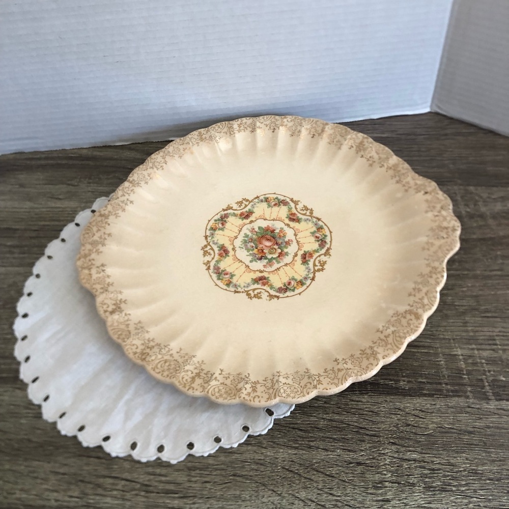 Vtg Floral Patterned Serving Plate